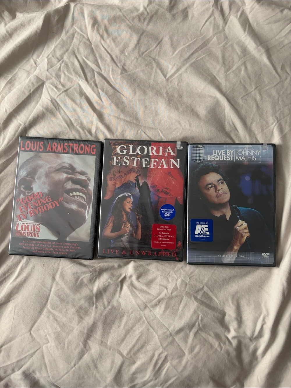 3 DVDs - Louis Armstrong, Gloria Estefan, Johnny Mathis